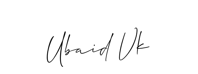 Also we have Ubaid Vk name is the best signature style. Create professional handwritten signature collection using Allison_Script autograph style. Ubaid Vk signature style 2 images and pictures png