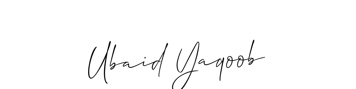 Also You can easily find your signature by using the search form. We will create Ubaid Yaqoob name handwritten signature images for you free of cost using Allison_Script sign style. Ubaid Yaqoob signature style 2 images and pictures png