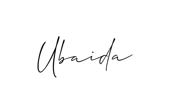 Also You can easily find your signature by using the search form. We will create Ubaida name handwritten signature images for you free of cost using Allison_Script sign style. Ubaida signature style 2 images and pictures png