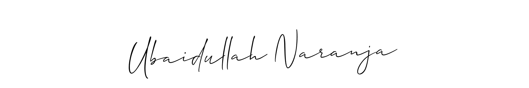 The best way (Allison_Script) to make a short signature is to pick only two or three words in your name. The name Ubaidullah Naranja include a total of six letters. For converting this name. Ubaidullah Naranja signature style 2 images and pictures png
