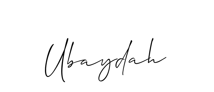 Allison_Script is a professional signature style that is perfect for those who want to add a touch of class to their signature. It is also a great choice for those who want to make their signature more unique. Get Ubaydah name to fancy signature for free. Ubaydah signature style 2 images and pictures png