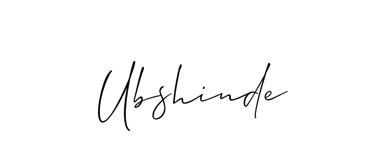 Create a beautiful signature design for name Ubshinde. With this signature (Allison_Script) fonts, you can make a handwritten signature for free. Ubshinde signature style 2 images and pictures png