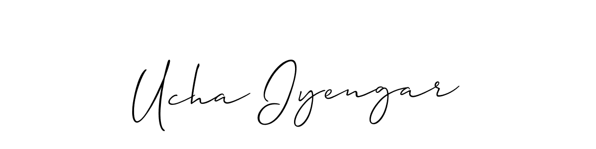 The best way (Allison_Script) to make a short signature is to pick only two or three words in your name. The name Ucha Iyengar include a total of six letters. For converting this name. Ucha Iyengar signature style 2 images and pictures png