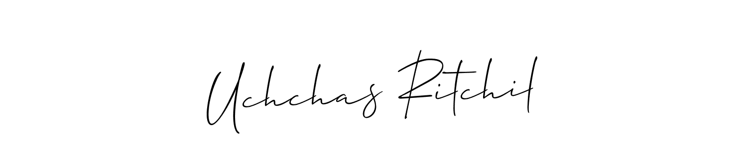 Allison_Script is a professional signature style that is perfect for those who want to add a touch of class to their signature. It is also a great choice for those who want to make their signature more unique. Get Uchchas Ritchil name to fancy signature for free. Uchchas Ritchil signature style 2 images and pictures png