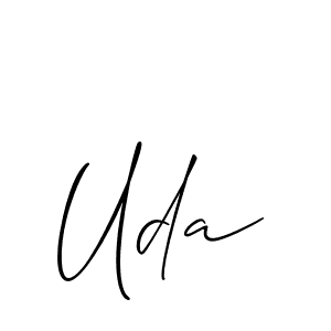 The best way (Allison_Script) to make a short signature is to pick only two or three words in your name. The name Uda include a total of six letters. For converting this name. Uda signature style 2 images and pictures png