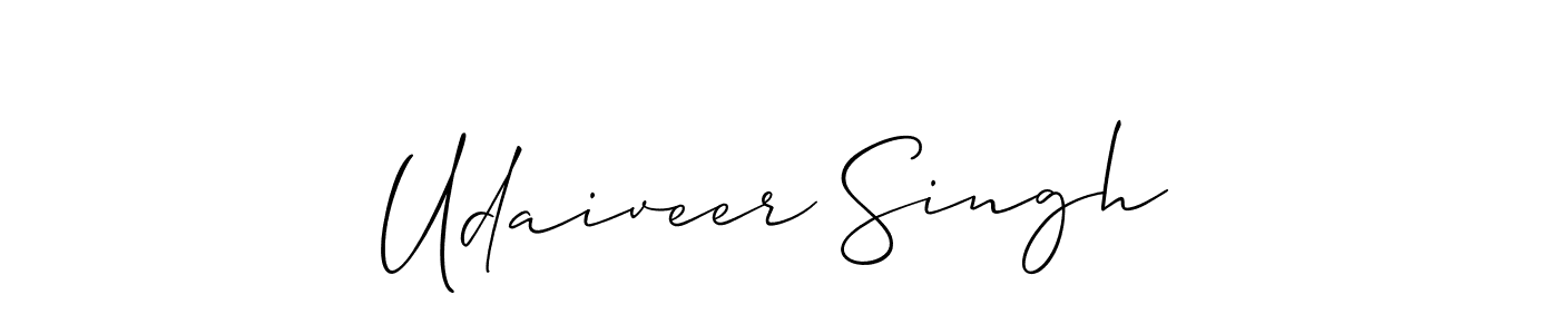 The best way (Allison_Script) to make a short signature is to pick only two or three words in your name. The name Udaiveer Singh include a total of six letters. For converting this name. Udaiveer Singh signature style 2 images and pictures png