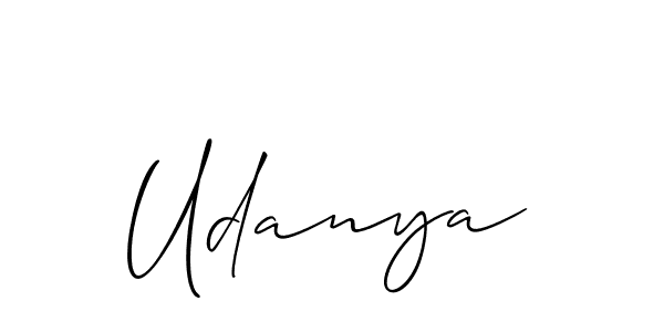 Use a signature maker to create a handwritten signature online. With this signature software, you can design (Allison_Script) your own signature for name Udanya. Udanya signature style 2 images and pictures png