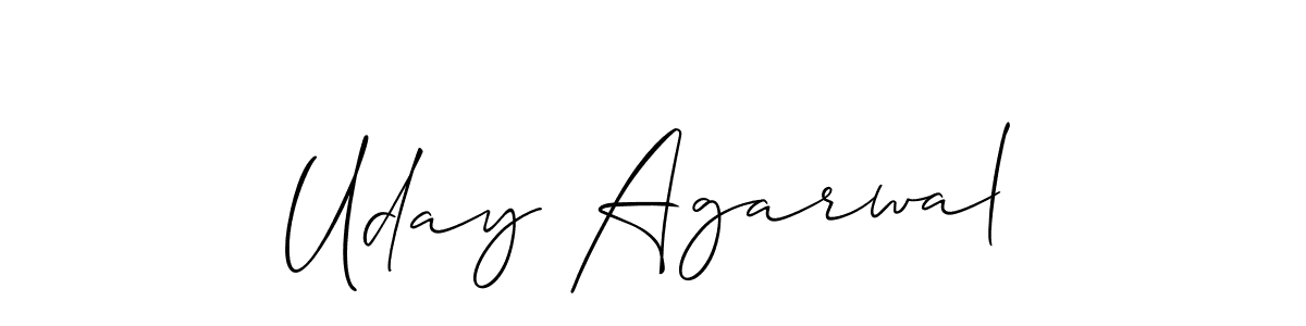 How to make Uday Agarwal name signature. Use Allison_Script style for creating short signs online. This is the latest handwritten sign. Uday Agarwal signature style 2 images and pictures png