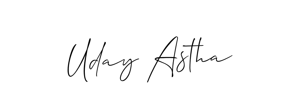 How to make Uday Astha name signature. Use Allison_Script style for creating short signs online. This is the latest handwritten sign. Uday Astha signature style 2 images and pictures png