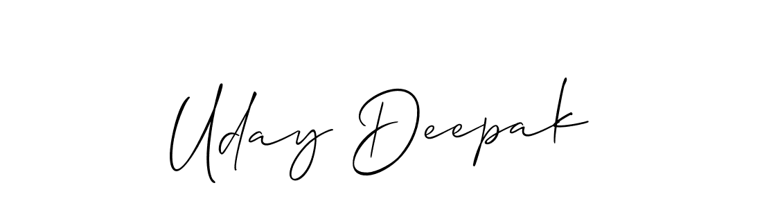 if you are searching for the best signature style for your name Uday Deepak. so please give up your signature search. here we have designed multiple signature styles  using Allison_Script. Uday Deepak signature style 2 images and pictures png