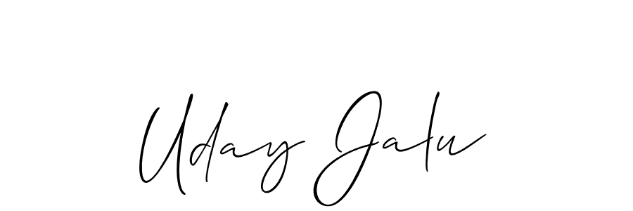 Create a beautiful signature design for name Uday Jalu. With this signature (Allison_Script) fonts, you can make a handwritten signature for free. Uday Jalu signature style 2 images and pictures png