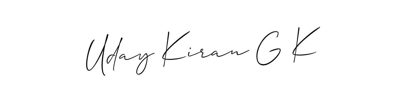 How to make Uday Kiran G K name signature. Use Allison_Script style for creating short signs online. This is the latest handwritten sign. Uday Kiran G K signature style 2 images and pictures png