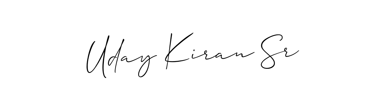 The best way (Allison_Script) to make a short signature is to pick only two or three words in your name. The name Uday Kiran Sr include a total of six letters. For converting this name. Uday Kiran Sr signature style 2 images and pictures png