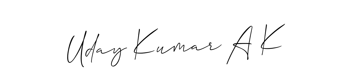 Uday Kumar A K stylish signature style. Best Handwritten Sign (Allison_Script) for my name. Handwritten Signature Collection Ideas for my name Uday Kumar A K. Uday Kumar A K signature style 2 images and pictures png