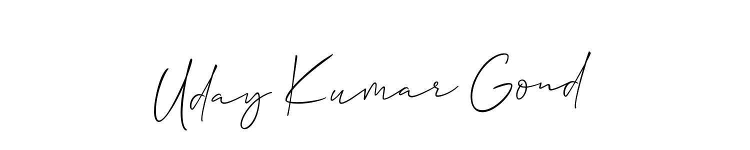 if you are searching for the best signature style for your name Uday Kumar Gond. so please give up your signature search. here we have designed multiple signature styles  using Allison_Script. Uday Kumar Gond signature style 2 images and pictures png