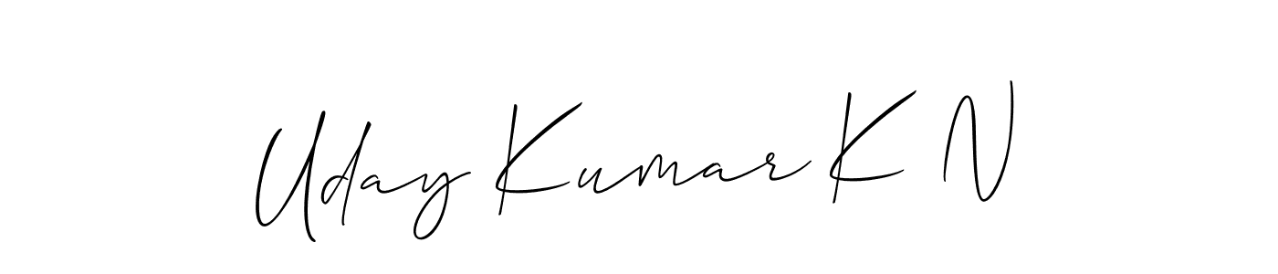 How to make Uday Kumar K N name signature. Use Allison_Script style for creating short signs online. This is the latest handwritten sign. Uday Kumar K N signature style 2 images and pictures png