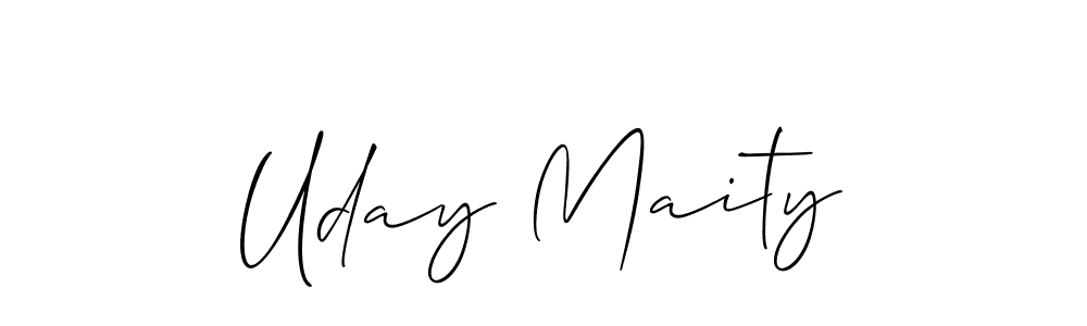 The best way (Allison_Script) to make a short signature is to pick only two or three words in your name. The name Uday Maity include a total of six letters. For converting this name. Uday Maity signature style 2 images and pictures png