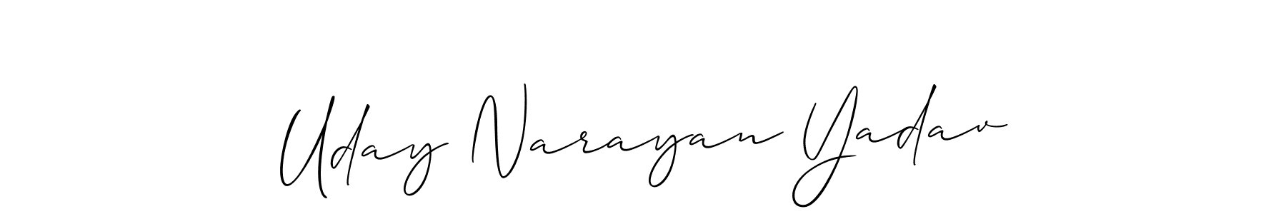 How to make Uday Narayan Yadav name signature. Use Allison_Script style for creating short signs online. This is the latest handwritten sign. Uday Narayan Yadav signature style 2 images and pictures png