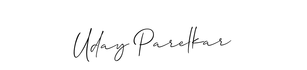 Allison_Script is a professional signature style that is perfect for those who want to add a touch of class to their signature. It is also a great choice for those who want to make their signature more unique. Get Uday Parelkar name to fancy signature for free. Uday Parelkar signature style 2 images and pictures png