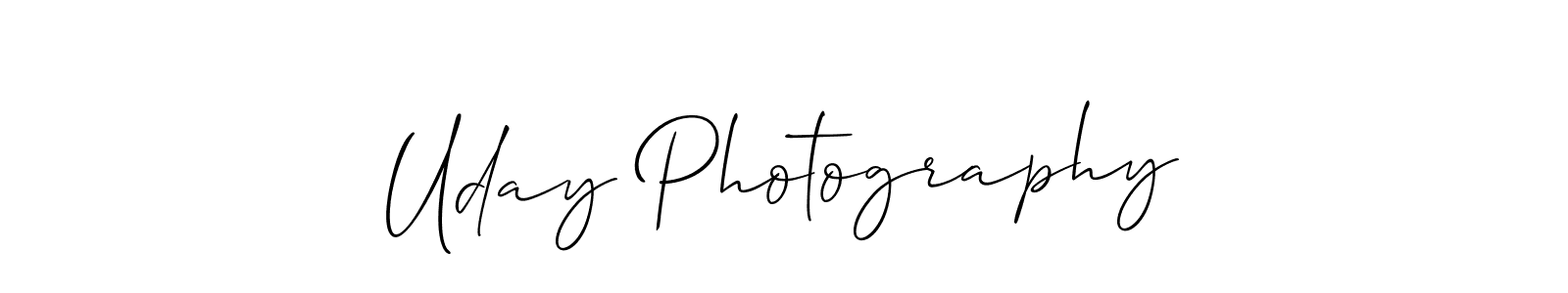 Use a signature maker to create a handwritten signature online. With this signature software, you can design (Allison_Script) your own signature for name Uday Photography. Uday Photography signature style 2 images and pictures png