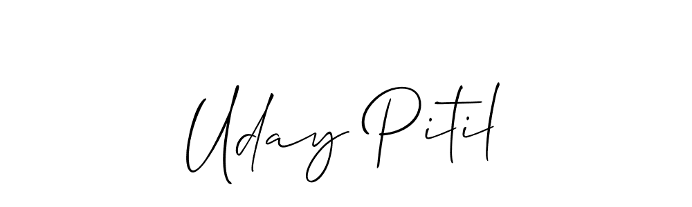 Similarly Allison_Script is the best handwritten signature design. Signature creator online .You can use it as an online autograph creator for name Uday Pitil. Uday Pitil signature style 2 images and pictures png