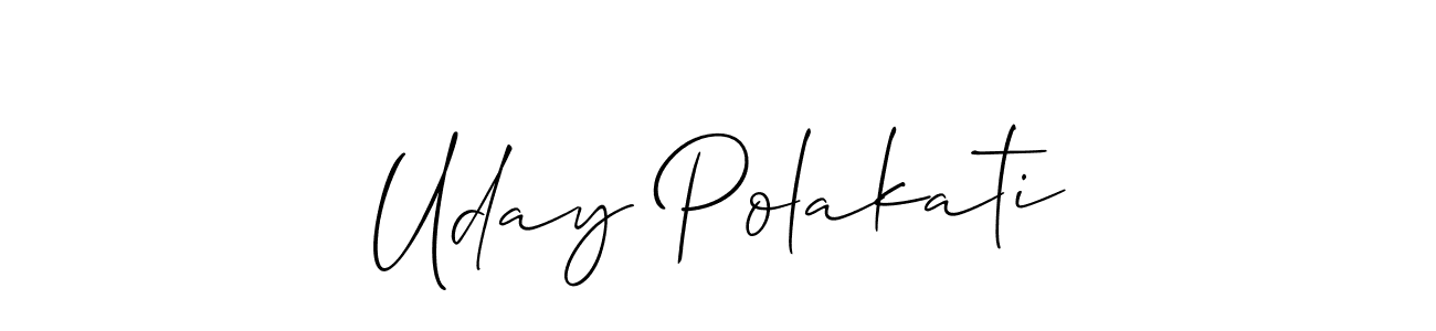 It looks lik you need a new signature style for name Uday Polakati. Design unique handwritten (Allison_Script) signature with our free signature maker in just a few clicks. Uday Polakati signature style 2 images and pictures png