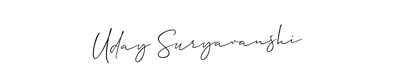 if you are searching for the best signature style for your name Uday Suryavanshi. so please give up your signature search. here we have designed multiple signature styles  using Allison_Script. Uday Suryavanshi signature style 2 images and pictures png