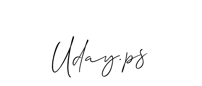 How to make Uday.ps name signature. Use Allison_Script style for creating short signs online. This is the latest handwritten sign. Uday.ps signature style 2 images and pictures png