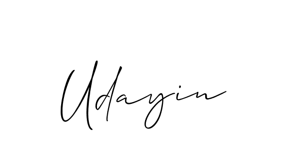 Design your own signature with our free online signature maker. With this signature software, you can create a handwritten (Allison_Script) signature for name Udayin. Udayin signature style 2 images and pictures png