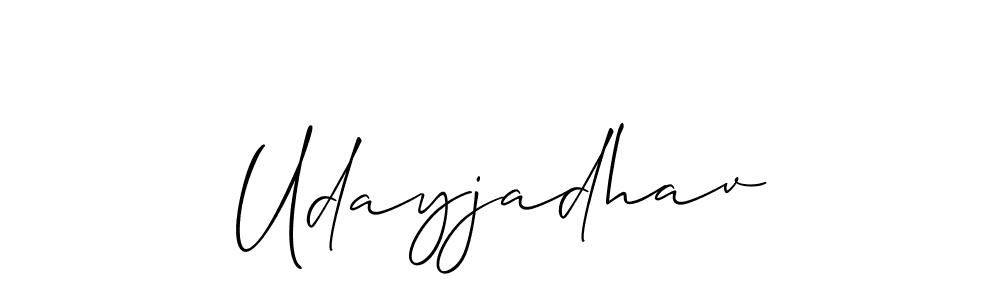 Allison_Script is a professional signature style that is perfect for those who want to add a touch of class to their signature. It is also a great choice for those who want to make their signature more unique. Get Udayjadhav name to fancy signature for free. Udayjadhav signature style 2 images and pictures png