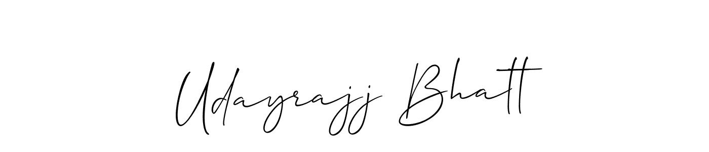 Allison_Script is a professional signature style that is perfect for those who want to add a touch of class to their signature. It is also a great choice for those who want to make their signature more unique. Get Udayrajj Bhatt name to fancy signature for free. Udayrajj Bhatt signature style 2 images and pictures png