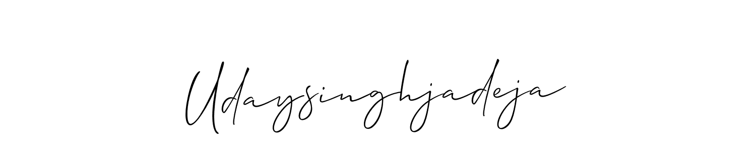 Allison_Script is a professional signature style that is perfect for those who want to add a touch of class to their signature. It is also a great choice for those who want to make their signature more unique. Get Udaysinghjadeja name to fancy signature for free. Udaysinghjadeja signature style 2 images and pictures png