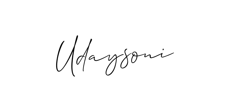 Make a short Udaysoni signature style. Manage your documents anywhere anytime using Allison_Script. Create and add eSignatures, submit forms, share and send files easily. Udaysoni signature style 2 images and pictures png