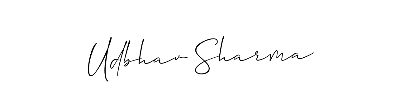 You should practise on your own different ways (Allison_Script) to write your name (Udbhav Sharma) in signature. don't let someone else do it for you. Udbhav Sharma signature style 2 images and pictures png