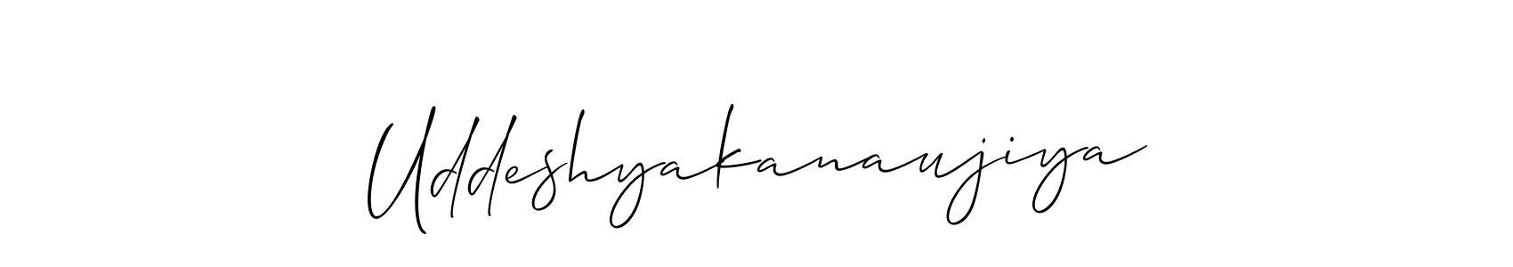 Create a beautiful signature design for name Uddeshyakanaujiya. With this signature (Allison_Script) fonts, you can make a handwritten signature for free. Uddeshyakanaujiya signature style 2 images and pictures png