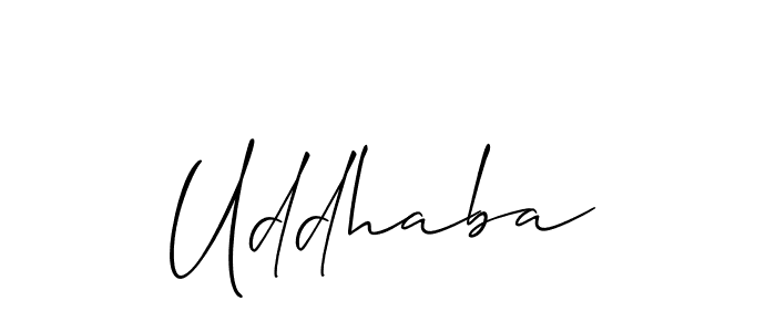 Make a beautiful signature design for name Uddhaba. With this signature (Allison_Script) style, you can create a handwritten signature for free. Uddhaba signature style 2 images and pictures png