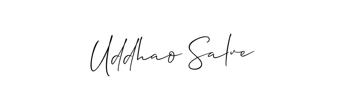 How to Draw Uddhao Salve signature style? Allison_Script is a latest design signature styles for name Uddhao Salve. Uddhao Salve signature style 2 images and pictures png