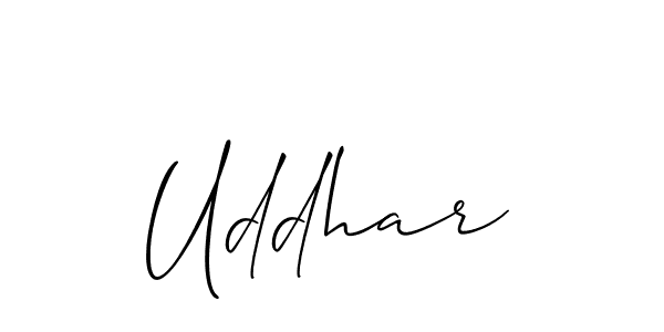 Use a signature maker to create a handwritten signature online. With this signature software, you can design (Allison_Script) your own signature for name Uddhar. Uddhar signature style 2 images and pictures png