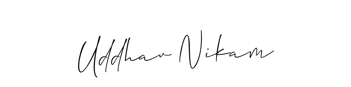 You should practise on your own different ways (Allison_Script) to write your name (Uddhav Nikam) in signature. don't let someone else do it for you. Uddhav Nikam signature style 2 images and pictures png