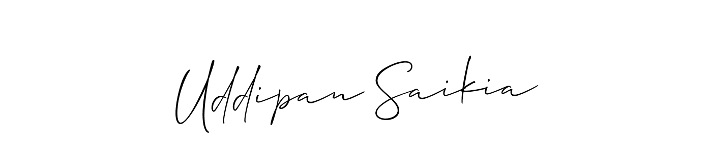 Allison_Script is a professional signature style that is perfect for those who want to add a touch of class to their signature. It is also a great choice for those who want to make their signature more unique. Get Uddipan Saikia name to fancy signature for free. Uddipan Saikia signature style 2 images and pictures png