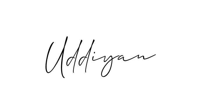Make a beautiful signature design for name Uddiyan. With this signature (Allison_Script) style, you can create a handwritten signature for free. Uddiyan signature style 2 images and pictures png