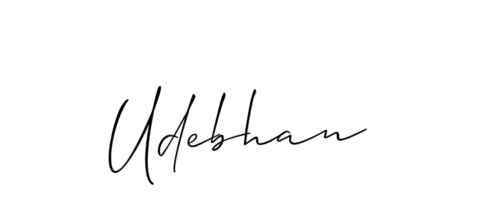 Also we have Udebhan name is the best signature style. Create professional handwritten signature collection using Allison_Script autograph style. Udebhan signature style 2 images and pictures png