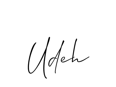 Use a signature maker to create a handwritten signature online. With this signature software, you can design (Allison_Script) your own signature for name Udeh. Udeh signature style 2 images and pictures png