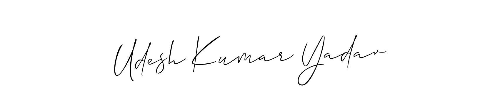 Allison_Script is a professional signature style that is perfect for those who want to add a touch of class to their signature. It is also a great choice for those who want to make their signature more unique. Get Udesh Kumar Yadav name to fancy signature for free. Udesh Kumar Yadav signature style 2 images and pictures png