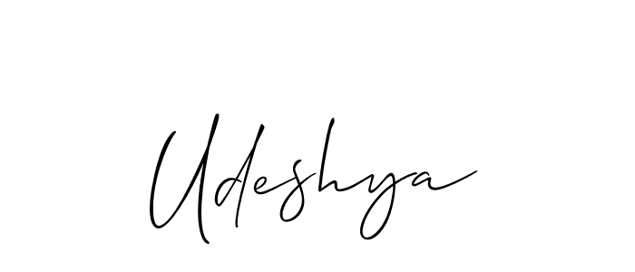 Use a signature maker to create a handwritten signature online. With this signature software, you can design (Allison_Script) your own signature for name Udeshya. Udeshya signature style 2 images and pictures png