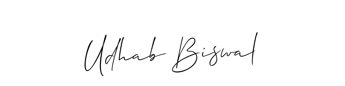 How to make Udhab Biswal name signature. Use Allison_Script style for creating short signs online. This is the latest handwritten sign. Udhab Biswal signature style 2 images and pictures png