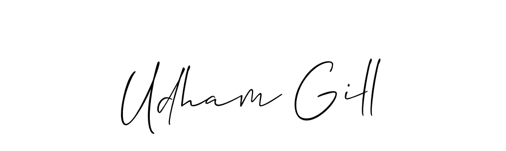 Make a beautiful signature design for name Udham Gill. With this signature (Allison_Script) style, you can create a handwritten signature for free. Udham Gill signature style 2 images and pictures png