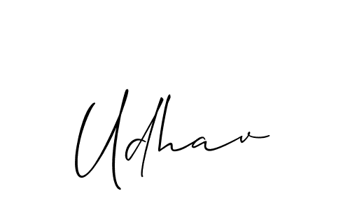 Design your own signature with our free online signature maker. With this signature software, you can create a handwritten (Allison_Script) signature for name Udhav. Udhav signature style 2 images and pictures png