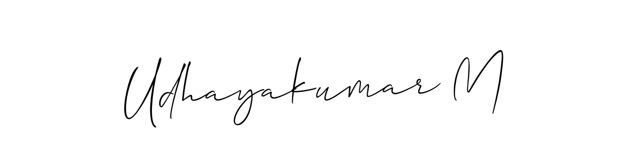 Design your own signature with our free online signature maker. With this signature software, you can create a handwritten (Allison_Script) signature for name Udhayakumar M. Udhayakumar M signature style 2 images and pictures png