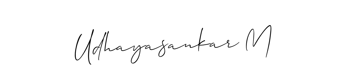 Create a beautiful signature design for name Udhayasankar M. With this signature (Allison_Script) fonts, you can make a handwritten signature for free. Udhayasankar M signature style 2 images and pictures png